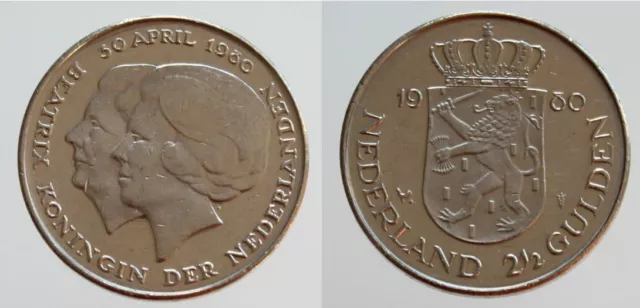 Niederlande 21/2 Gulden 1980 Juliana und Beatrix N (4)