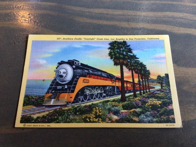Southern Pacific Daylight Coast Line Railroad L.A. - San Francisco Postcard