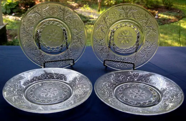 Anchor Hocking Glass 4 Clear Sandwich 8" Salad Luncheon Plates