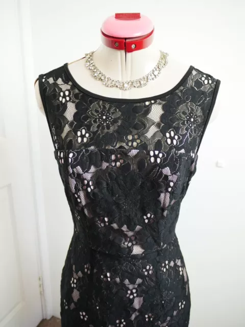 SPOIL YOURSELF Black Lace DRESS Size 8 Cocktail Party Retro Prom Formal Wedding 3