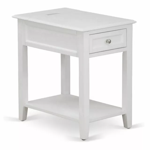 East West Furniture Denison 24" Wood Nightstand with 1 Drawer in White