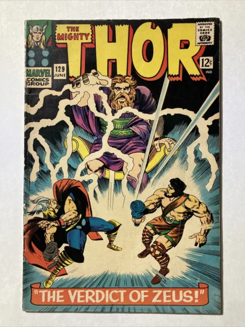 The Mighty Thor #129 - 1966 - 1st Aries, Zeus - Marvel Comics - VG