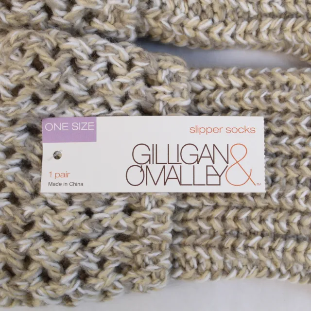 Gilligan & O'Malley Slipper Socks One Size Almond Cream Gripper Bottoms 3