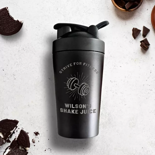 Engraved 600ml Insulated Metal Protein Shaker