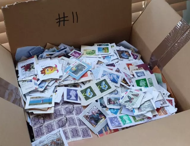 1.9kg Box of world wide stamps (mainly GB) from a charity kiloware # 11