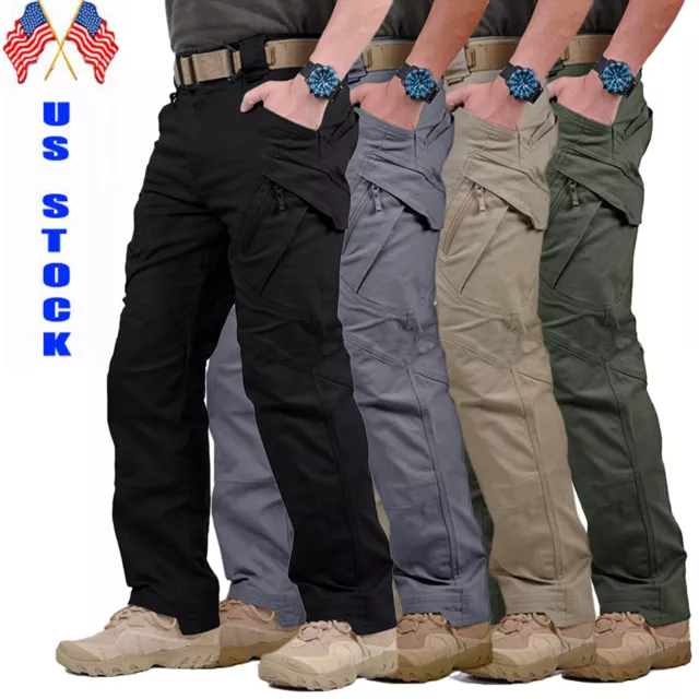 Tactical Mens Cargo Pants Waterproof Work Hiking Combat Outdoor Trousers Pants