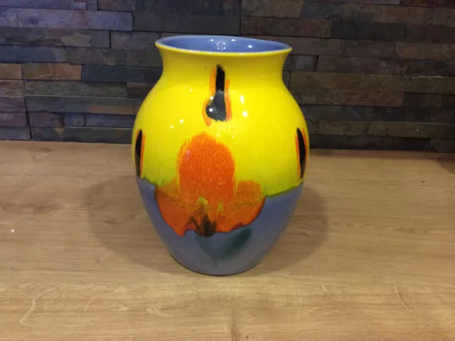 Poole Pottery  Vase Yellow Orange Blue