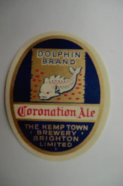 Mint Kemp Town Brighton Brewery Coronation Ale Dolphin Brand Beer Bottle Label
