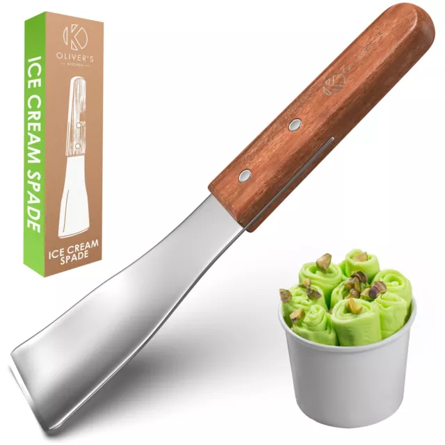 Oliver's Kitchen ® Ice Cream Scoop Spade with real wooden handle. High grade.