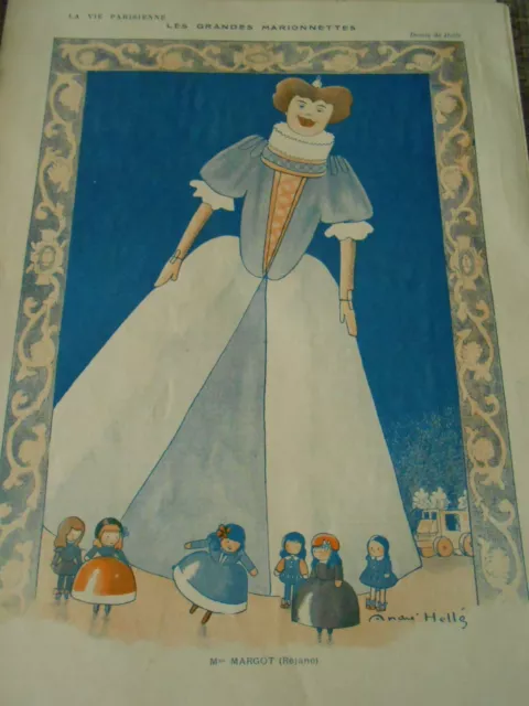 Les Grandes Marionnettes  Mme MARGOT ( réjane ) Print Art Déco 1910