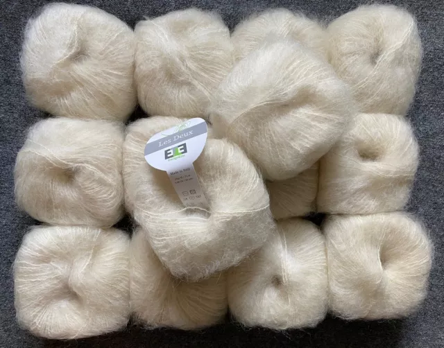 350 gr. Kid Mohair + Seide Wolle cremeweiß Stricken 70% Kidmohair + 30 % Silk