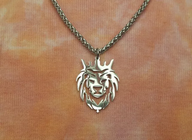 Lion with Crown Necklace, Choose Your Chain, Crowned Lion King Leo Lion of Judah