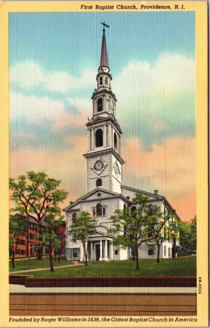 Providence RI-Rhode Island, First Baptist Church, Vintage Postcard