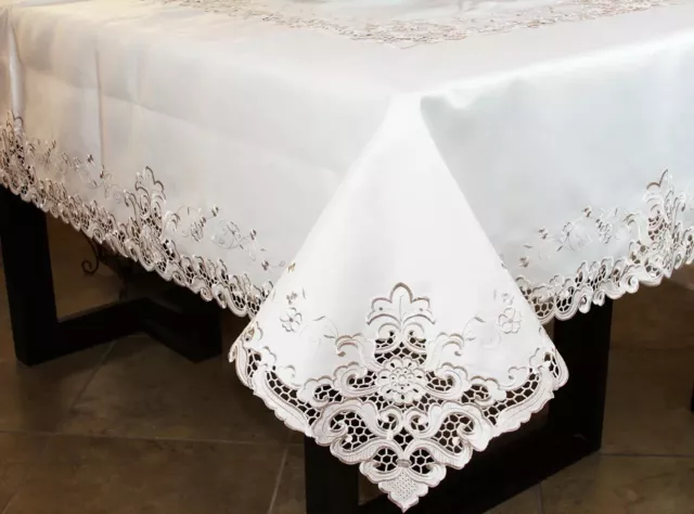 Beige Polyester Embroidered Embroidery Tablecloth Napkins 54x72" Wedding Events