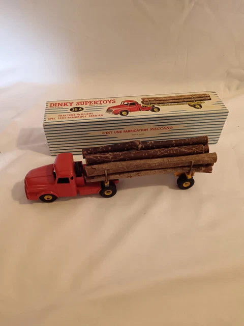 DINKY SUPERTOYS – Tracteur Willeme Avec Semi-remorque Fardier – 36A – Échelle 1/43 – Bon état Avec Boîte