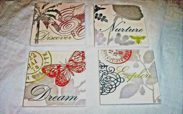 Stone Coasters CounterArt Discover Nature Absorbent Coasters, Assorted, Set of 4
