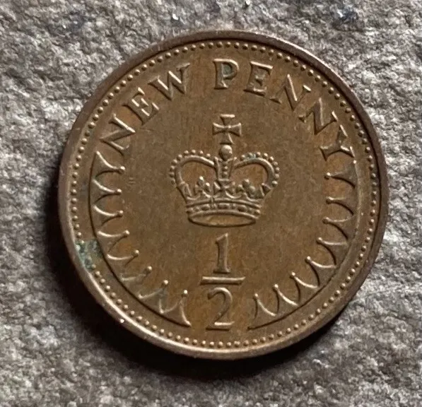 Vintage 1971 UK Half Penny Coin United Kingdom Great Britain England