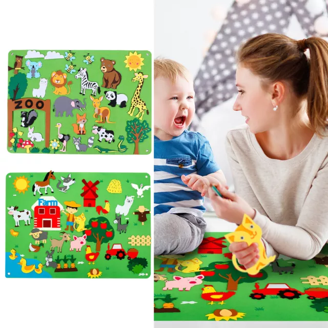 3.5Ft Felt Board Children's Early Teaching Toy Farm Animals Felt-Board Story Set