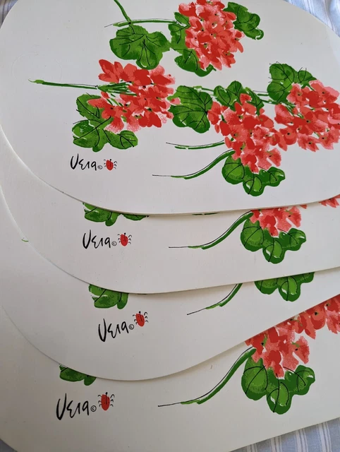 Vera Neumann Vintage Placemat Set of 4  Vinyl  Lady Bug  Pretty