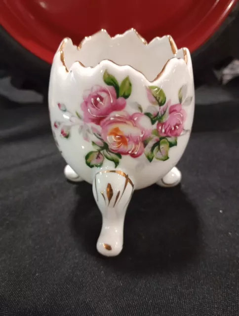 Napcoware Egg Cup Porcelain Gold Trim Footed Vase Japan Vintage Blue Pink Gold