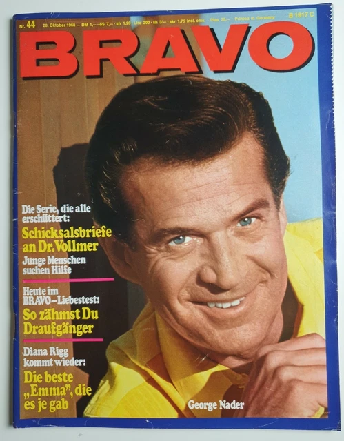 Bravo 44 vom 28.10.1968 George Nader /Diana Rigg / Bee Gees / Canned Head (B949)