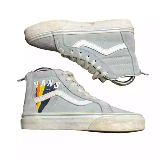 VANS KIDS' WINTER Sky/True White Rainbow Sk8-HI Zip Shoes - Youth Size ...