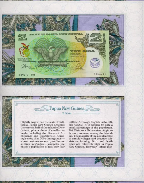 *Most Treasured Banknotes Papua New Guinea 1991 2 Kina  P-12 UNC Low 004630