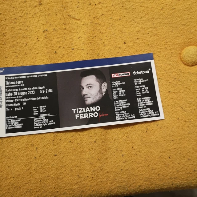 Biglietto Concerto Tiziano Ferro Napoli 28 Giugno 2023 tribuna Nisida 