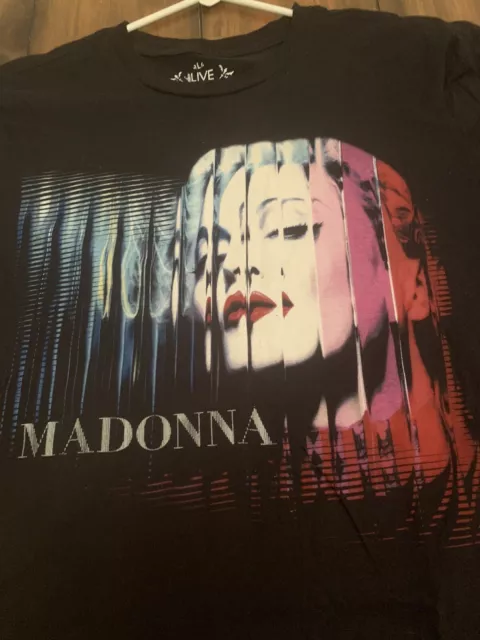 MADONNA The MDNA Tour Concert Black Graphic T- Shirt Large Double Sided