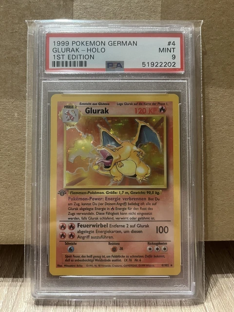 Glurak Holo 1. Edition PSA 9 - 4/102 - Base Set - Pokemon Karte - Mint - Deutsch