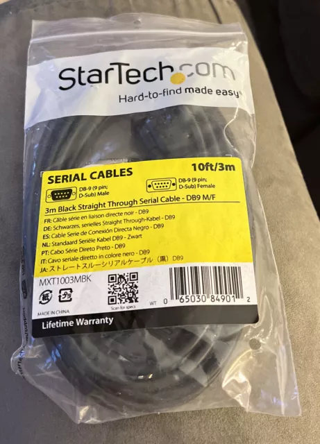 StarTech.com 3m Black Straight Through DB9 RS232 Serial Cable - M/F (MXT1003MBK)