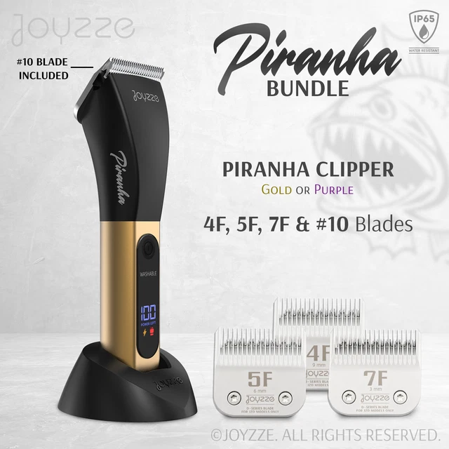 Joyzze Piranha D Series Clipper 2 Speed with 7F/5F/4F Blade [Gold]  Dog Pet Groo