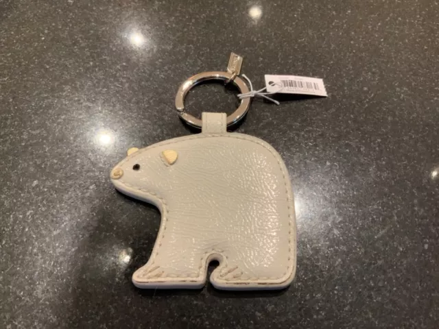NWT Coach White Patent Leather Polar Bear Keychain/Keyring/Fob/Charm #66660
