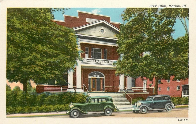 Postcard Elks Club, Marion, the white edge