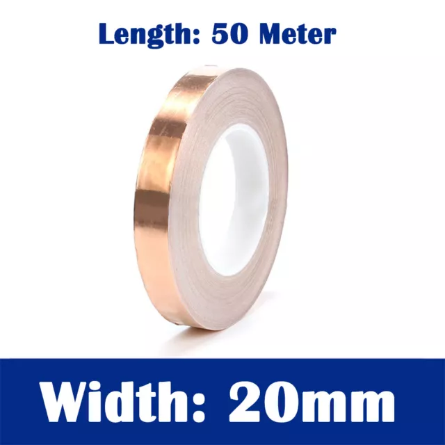 50 Meter Copper Foil Tape Self Adhesive Width 5~20mm Shielding Paper Conductive