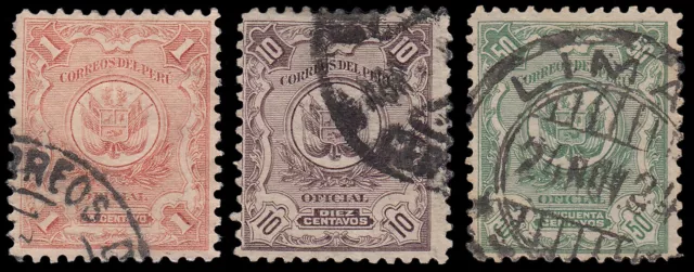 Peru 27/29 1914-34 Etched Background Of Lines Used