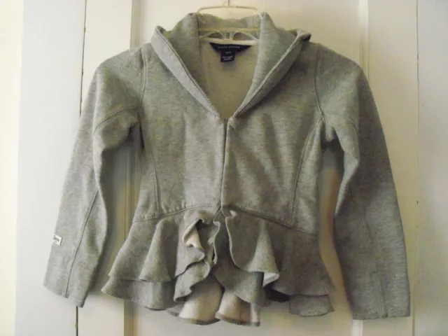 Girls Size 7 Ralph Lauren Gray Sweatshirt Knit Ruffle Hem Jacket