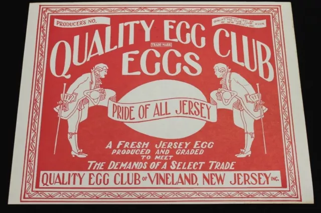 Vintage Quality Egg Club of Vineland New Jersey Crate Label
