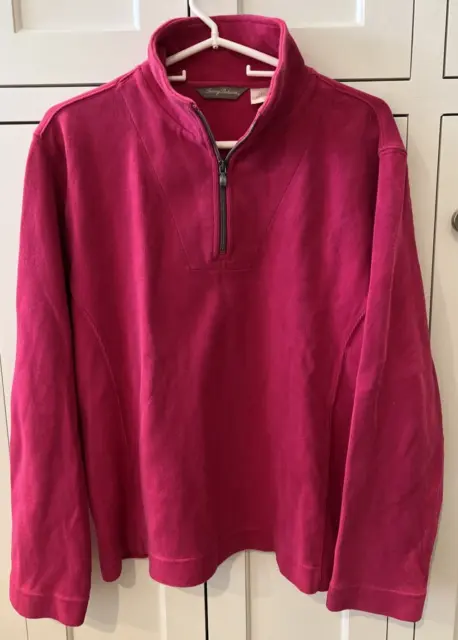 Tommy Bahama Pink 1/4 Zip Pullover Long Sleeve Sweater Sweatshirt L