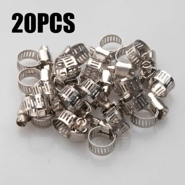 Regolabile Clip Acciaio Inox Tubo Pinze Carburante Linea Tubi 20Pcs 1/2 " -1.9cm