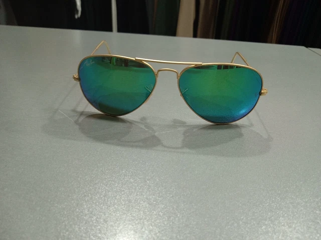Ray-ban Aviator Rb3025 Tg 58 Oro Satinato Lenti  Verde A  Specchio Ottime  T205