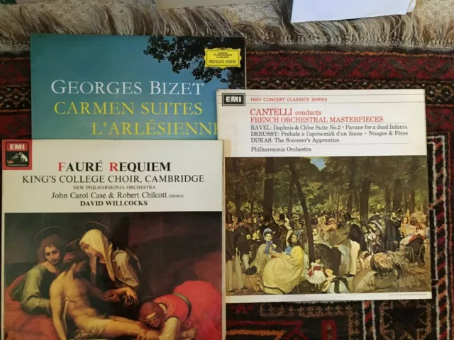 French classical LPs x 6: Faure/Ravel/Debussy/Dukas/Bizet/Saint-Saens