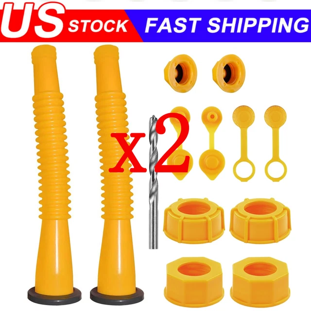 thumbnail image 2 of Old Style Gas Can Spout Replacement Kit – 3-Pack With Tough Nozzles, Screw Collar, And Vent Caps 2 of 4