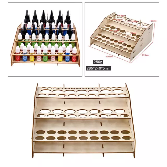 64 Holes Craft Paint Pigment Bottle Epoxy Tool Wooden Storage Rack Holder