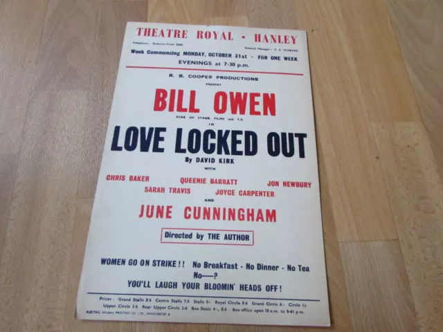 Bill OWEN in Love LOCKED Out  Women go on Strike HANLEY Theatre Royal Poster