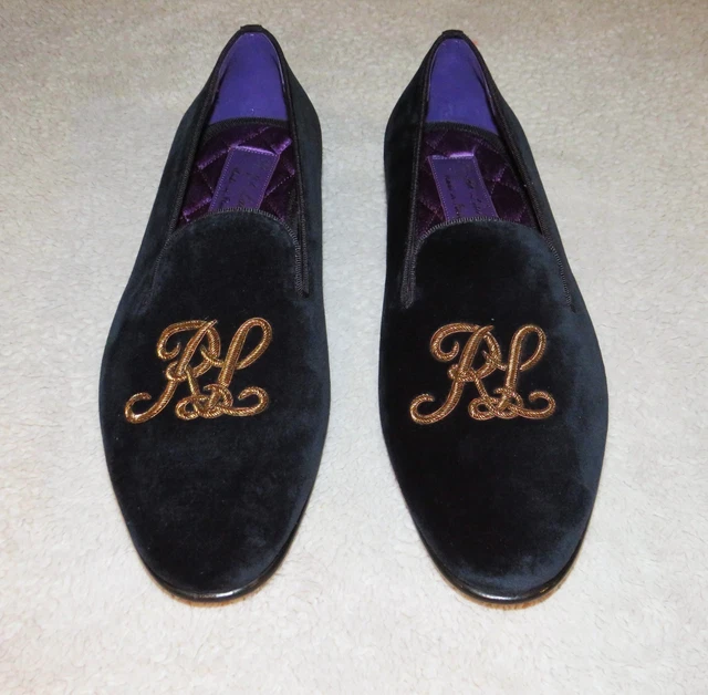 RALPH LAUREN PURPLE Label Alonzo Navy Gold Bullion RL Velvet  display picture 2