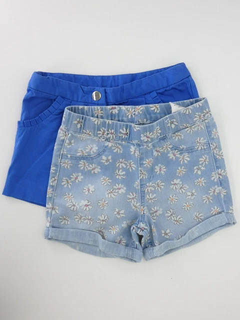 Pacchetto Pantaloncini Ragazza Blu Jacadi HM Margherita Stampa Floreale Denim Età 4 Anni 104 cm
