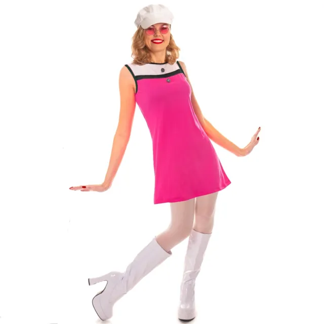 60s 70s Mod Girl Costume Ladies Go Go Swinging Sixties Fancy Dress Vintage Look