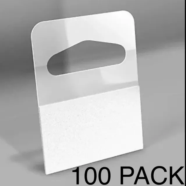 1-1/4" x 1-5/8" Slot Hole Hang Tags 100 Pack Self Adhesive Hang Tab Retail Delta