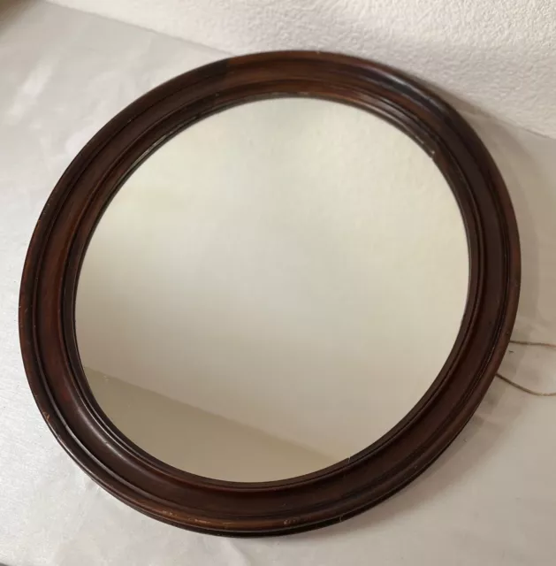 Ancien XXème magnifique grand miroir ovale en bois 70x60 cm
